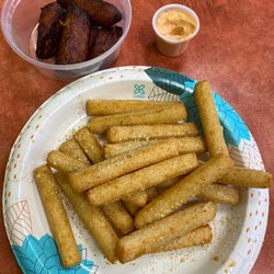 Tropical Llama - I'm a veg BOOM, SweetFriedPlantains & Yuca don't need to be left out due to the Pastelitos and Potatoes balls have meat in them.