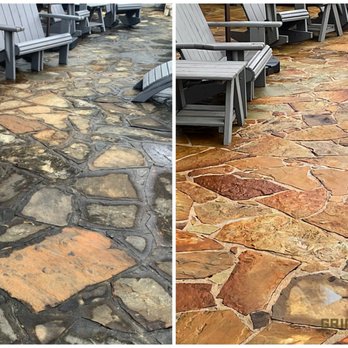 GRIMEBRIGADE - Before and after showing the organic growth and how it was removed with a power washing. - Pressure Washers Near Me