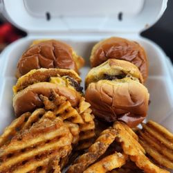 Smalls Sliders - Slider and waffle fries