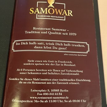 Restaurant Samowar - Russian Near Me - Berlin, BE Restaurant Samowar - Russian Near Me - Berlin, BE