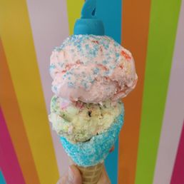 Shark sugar cone with cotton candy and bubble gum ice cream! Yes, I'm like a kid when it comes to ice cream flavors and it was delicious!
