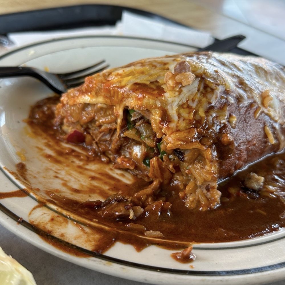 Taco Kings - Inside of carnitas wet burrito - Mexican Near Me - Azusa, California Taco Kings - Inside of carnitas wet burrito - Mexican Near Me - Azusa, California