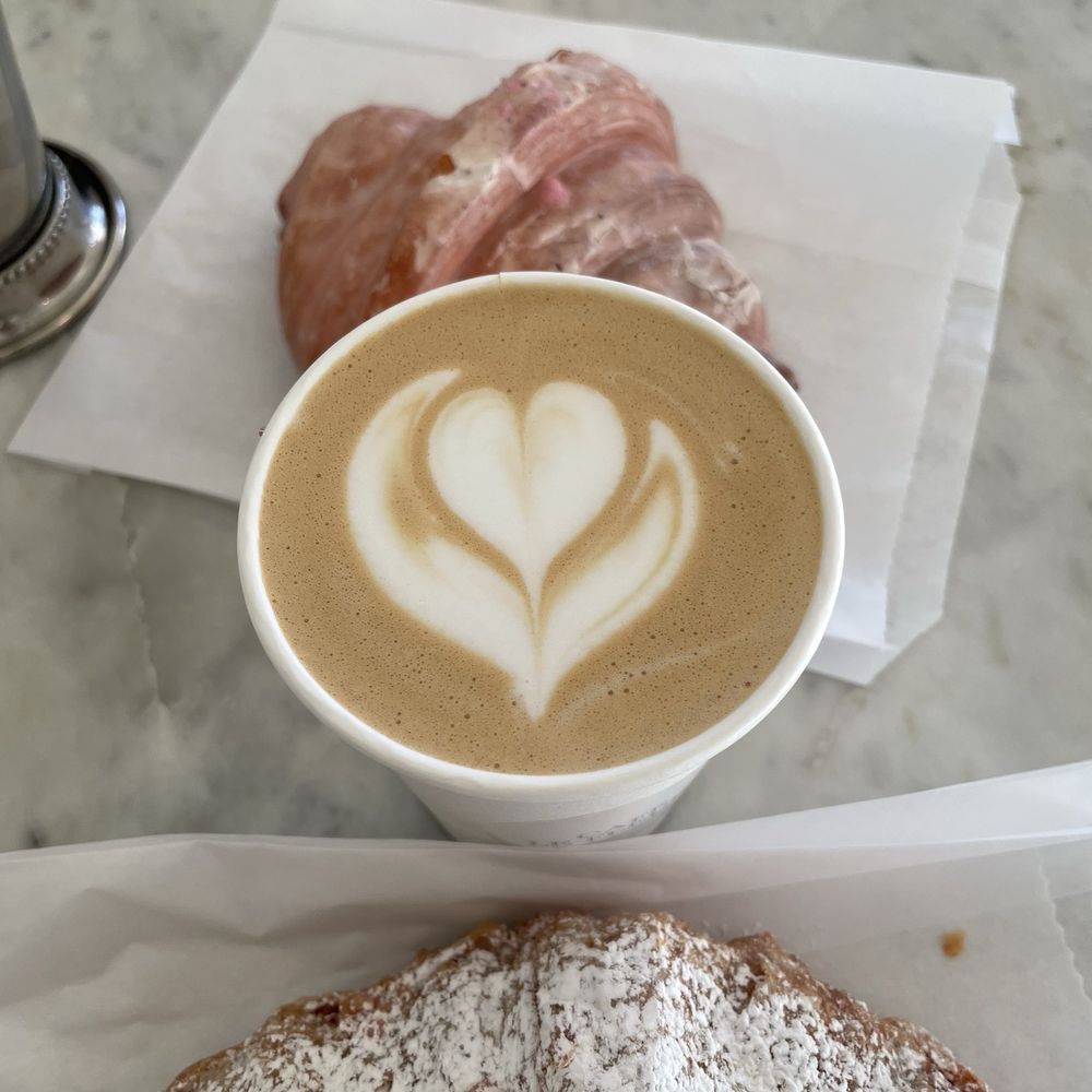 Cafe Le Fleurs - Mocha with a rose croissant - Coffee & Tea Near Me - Happy Valley, Oregon