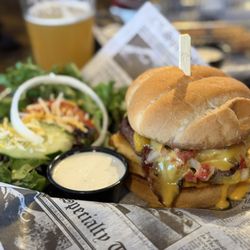 Stockman Steakhouse - Nacho Average Burger with salad instead of fries.