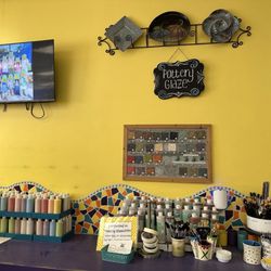 Clay 'N Latte - Extra supplies on the side counter