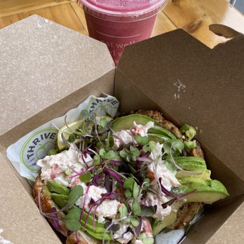 Thrive Juice Bar & Kitchen - Lobster salad toast - Salad Near Me - Bar Harbor, Maine Thrive Juice Bar & Kitchen - Lobster salad toast - Salad Near Me - Bar Harbor, Maine