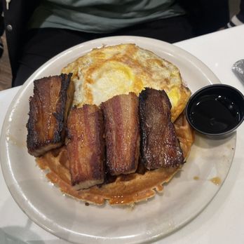 Briarpatch Restaurant - Pork Belly Waffle - American Near Me - Winter Park, Florida Briarpatch Restaurant - Pork Belly Waffle - American Near Me - Winter Park, Florida