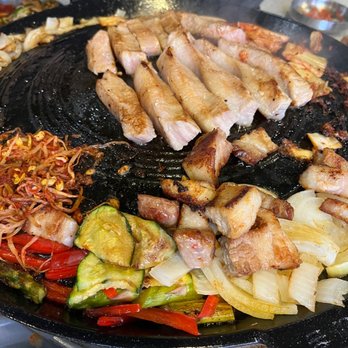 Don Blanc - BBQ pork belly and pork jowl and veggies - Korean Near Me - Oakland, California