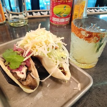 Hombre y Lobo | Tacos + Tequila - Mushroom taco and chorizo taco - Tacos Near Me - Buffalo, New York Hombre y Lobo | Tacos + Tequila - Mushroom taco and chorizo taco - Tacos Near Me - Buffalo, New York