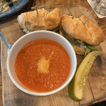 Third Wave Cafe - Tomato basil bisque with chicken salad on a croissant, but that pickled pickle was full of fantastic flavors. I want more. - Creperies Near Me - New Smyrna Beach, Florida Third Wave Cafe - Tomato basil bisque with chicken salad on a croissant, but that pickled pickle was full of fantastic flavors. I want more. - Creperies Near Me - New Smyrna Beach, Florida