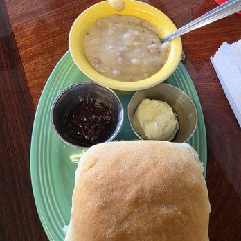 Gold Miner Cafe - Biscuit and gravy with homemade raspberry jam and butter. - American Near Me - Folsom, California Gold Miner Cafe - Biscuit and gravy with homemade raspberry jam and butter. - American Near Me - Folsom, California