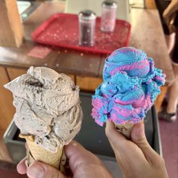 Cookies and Cream (left) and Cotton Candy (right) - 1 scoop Cookies and Cream (left) and Cotton Candy (right) - 1 scoop