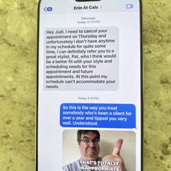Cal's Barber & Beauty Salon Brownwood - Text from Erin at Cals Brownwood