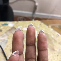 Pacific Nail Salon - Paint ALL over my hands and thick acrylic under my nails.