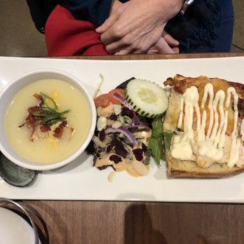 ZenCha Tea Cafe - Half soup/sandwich combo - soup of the day (potato soup) and chicken club sandwich - Bubble Tea Near Me - Bexley, Ohio