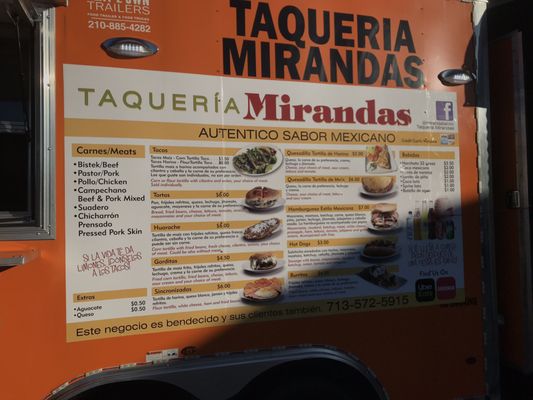 Menu photo 6 Taqueria Mirandas Houston, TX