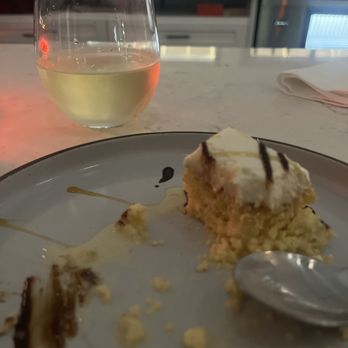 Cali Saga - Tres Leche and a glass of pino gris. Had the lamb burger for my entree. Impressed with the food here - Indian Near Me - Culver City, California