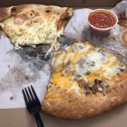 Gerry's Ristorante - Stuffed Cheesesteak Slice and Shrimp Scampi Slice. Their food is so good I can't make a decision on one single slice.