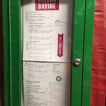 Pizzeria Davide - Menu on wall outside . . . - Pizza Near Me - Pittsburgh, Pennsylvania Pizzeria Davide - Menu on wall outside . . . - Pizza Near Me - Pittsburgh, Pennsylvania