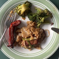 MP Chinese Kitchen - Broccoli with beef, pork chow fun, & bbq bone in rib