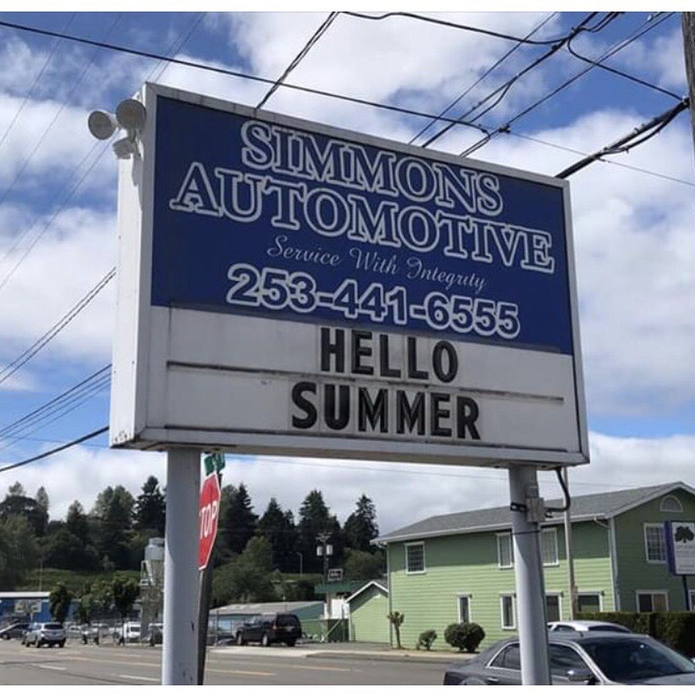 Simmons Automotive - Business Sign and Phone Number - Auto Repair Near Me - Tacoma, Washington Simmons Automotive - Business Sign and Phone Number - Auto Repair Near Me - Tacoma, Washington