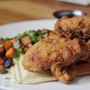 Longman & Eagle - Fried Chicken, Waffles, Sweet Potato & Pork Belly Hash, Maple Syrup - Gastropubs Near Me - Chicago, Illinois