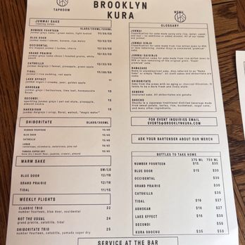 Brooklyn Kura - 4/17/26 FYI. Menu - Breweries Near Me - Brooklyn, New York