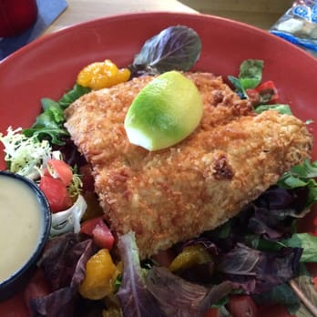 Rendezvous - Mahi coconut crusted salad. - Seafood Near Me - Fort Lauderdale, Florida Rendezvous - Mahi coconut crusted salad. - Seafood Near Me - Fort Lauderdale, Florida