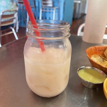 Don Taco- El Paso -  a drink in a jar with a red straw - Tacos Near Me - El Paso, Texas