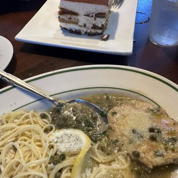 Chicken piccata and tiramisu. Everyone else ate all their food before I could photograph
