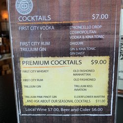 Trail Distilling - Sample drink menu