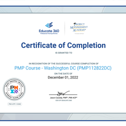 Project Management Academy - Certificate of Completion