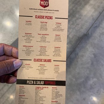 MOD Pizza - Hand menu... - Pizza Near Me - Suffolk, Virginia