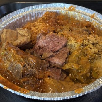 B&D Halal Food - My plate full of mostly beef and some rice for about $13 - African Near Me - New York, New York