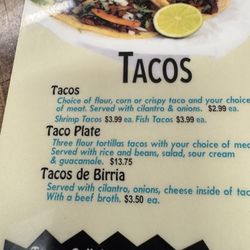 La Pasadita Mexican Restaurant - Menu pic