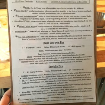 Hired Hand Brewing - the food menu - Pizza Near Me - Vergennes, Vermont Hired Hand Brewing - the food menu - Pizza Near Me - Vergennes, Vermont