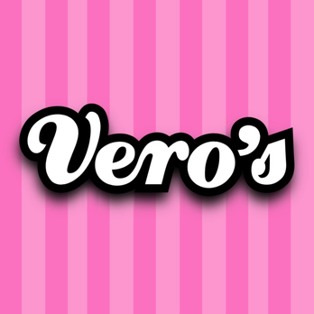 Vero's Cheesecake - the word vero's on a pink background - Desserts Near Me