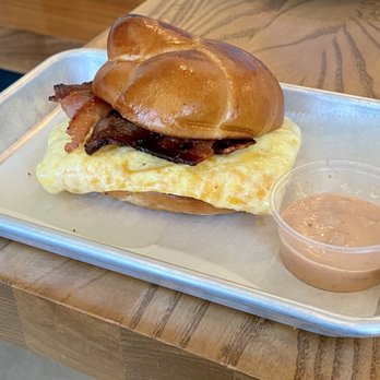 Perc - The bacon, egg, and cheese sandwich called the Egg N Cheese Holla. - Coffee & Tea Near Me - Atlanta, Georgia
