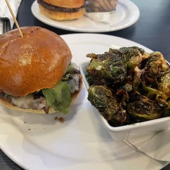 The Albert - Mushroom and Swiss burger (special) with Brussel sprouts - Bars Near Me - Atlanta, Georgia The Albert - Mushroom and Swiss burger (special) with Brussel sprouts - Bars Near Me - Atlanta, Georgia