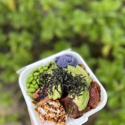 Spicy Miso Ahi, okinowan sweet potato, edamame, additional avocado!