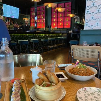 Sim - Mar y Tierra roll, veggie spring rolls & house chicken fried rice! - Asian Fusion Near Me - South Miami, Florida