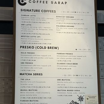 Coffee Sarap - Menu from April 2026 - Coffee & Tea Near Me - Denver, Colorado