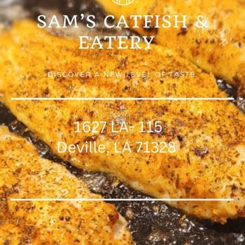 Sam's Catfish and Eatery - two fish in a frying pan - Seafood Near Me - Deville, Louisiana Sam's Catfish and Eatery - two fish in a frying pan - Seafood Near Me - Deville, Louisiana