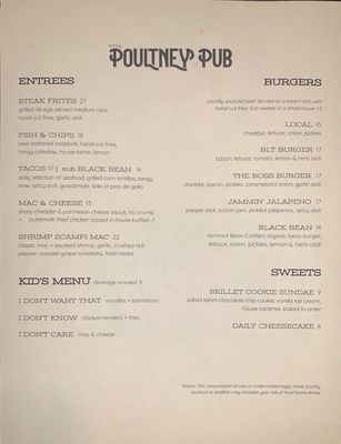Menu photo 2 Poultney Pub Poultney, VT