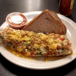 West Side Cafe - Sausage Omelet with wheat bread