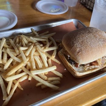 Buckhorn Grill and Bar - Pulled pork sandwich with fries - Bars Near Me - Necedah, Wisconsin Buckhorn Grill and Bar - Pulled pork sandwich with fries - Bars Near Me - Necedah, Wisconsin