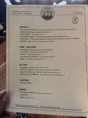 Menu photo 2 Osteria Ester Orlando, FL