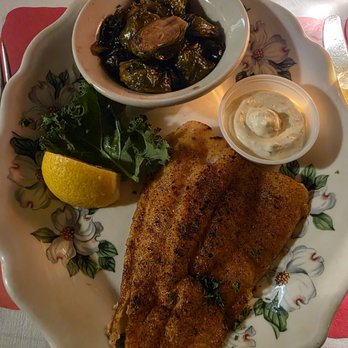 Jack Pandl's Whitefish Bay - Broiled whitefish with honey balsamic glazed brussel sprouts - American Near Me - Milwaukee, Wisconsin Jack Pandl's Whitefish Bay - Broiled whitefish with honey balsamic glazed brussel sprouts - American Near Me - Milwaukee, Wisconsin