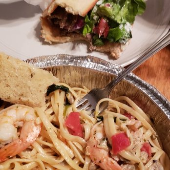 Jacob's Restaurant - Mmm you made our night again  seafood linguine and lamb gyro  cezar salad  a little slice of heaven during covid thank you Jacob - Italian Near Me - Sonoma, California