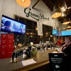 Green Bench Brewing Company - Green bench brewery sports bar area.